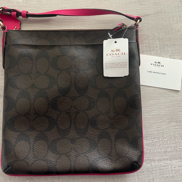 New with tags Coach Signature Crossbody Bag Brown with Pink RubyF35940 IMEWC - Picture 6 of 6